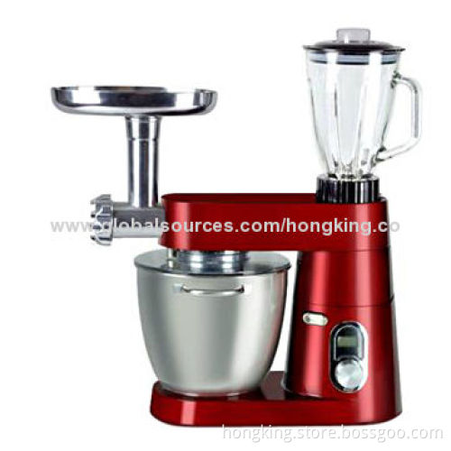 Metal Stand Mixer, Die-casting Housing, SS 7L Bowl with Blender and Meat Grinder, 1,200W Power